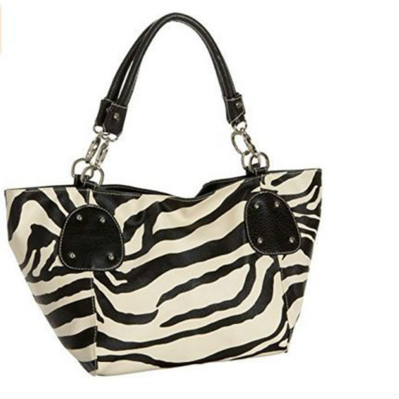 vicky Handbags - Vicky Zebra Print Faux Leather Satchel Handbag